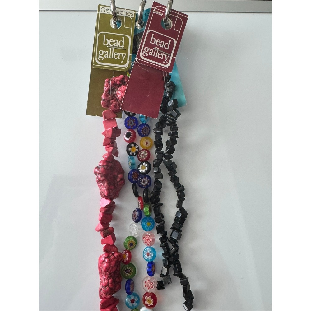 Bead Gallery Red Turquoise Black Gemstone Millefiori‎ Glass Bead Strands
